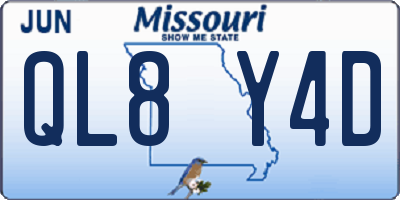 MO license plate QL8Y4D