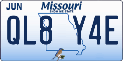 MO license plate QL8Y4E