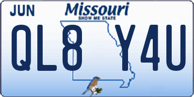 MO license plate QL8Y4U