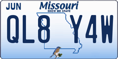 MO license plate QL8Y4W