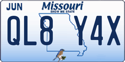 MO license plate QL8Y4X