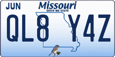 MO license plate QL8Y4Z