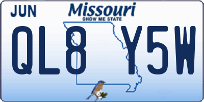 MO license plate QL8Y5W