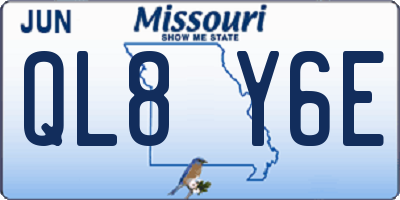 MO license plate QL8Y6E