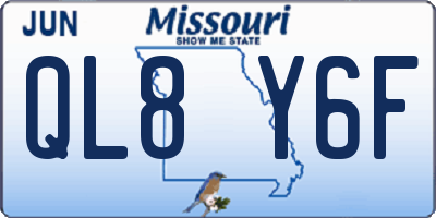 MO license plate QL8Y6F