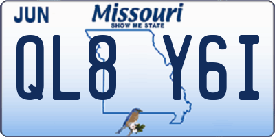 MO license plate QL8Y6I
