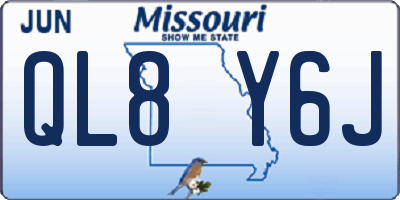 MO license plate QL8Y6J