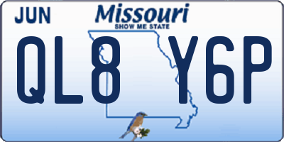 MO license plate QL8Y6P