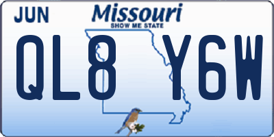 MO license plate QL8Y6W