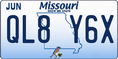 MO license plate QL8Y6X