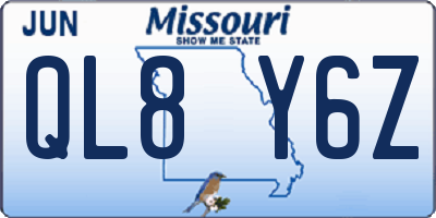 MO license plate QL8Y6Z