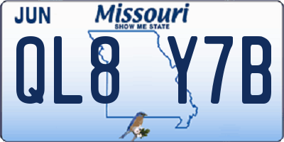 MO license plate QL8Y7B