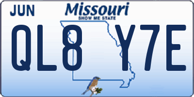 MO license plate QL8Y7E