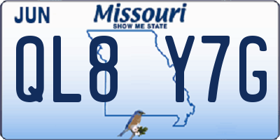 MO license plate QL8Y7G
