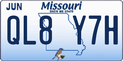 MO license plate QL8Y7H