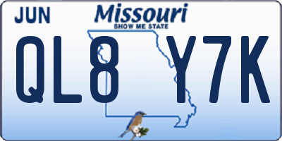 MO license plate QL8Y7K