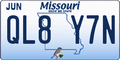 MO license plate QL8Y7N
