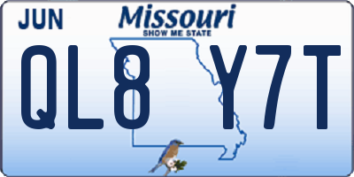 MO license plate QL8Y7T