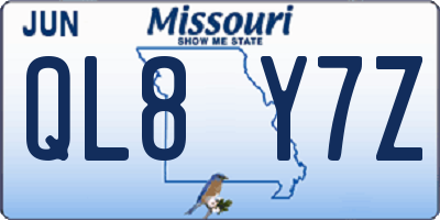 MO license plate QL8Y7Z