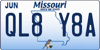MO license plate QL8Y8A