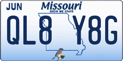 MO license plate QL8Y8G