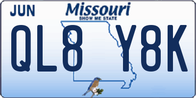 MO license plate QL8Y8K
