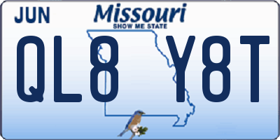 MO license plate QL8Y8T