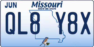 MO license plate QL8Y8X