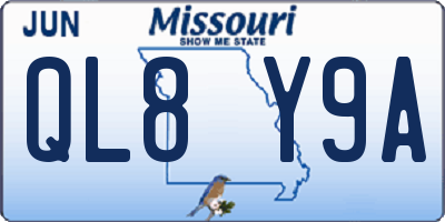 MO license plate QL8Y9A