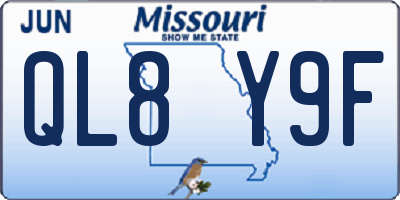 MO license plate QL8Y9F