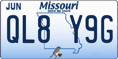 MO license plate QL8Y9G