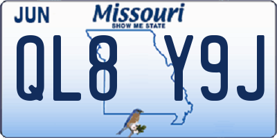 MO license plate QL8Y9J