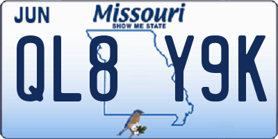 MO license plate QL8Y9K