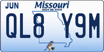 MO license plate QL8Y9M