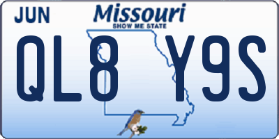 MO license plate QL8Y9S