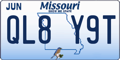 MO license plate QL8Y9T