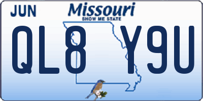 MO license plate QL8Y9U