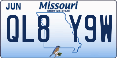 MO license plate QL8Y9W