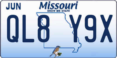 MO license plate QL8Y9X