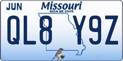 MO license plate QL8Y9Z