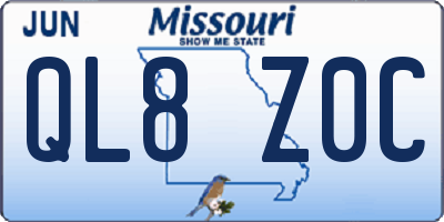 MO license plate QL8Z0C