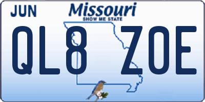 MO license plate QL8Z0E
