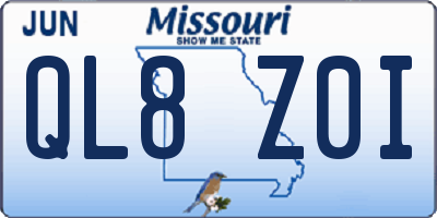 MO license plate QL8Z0I