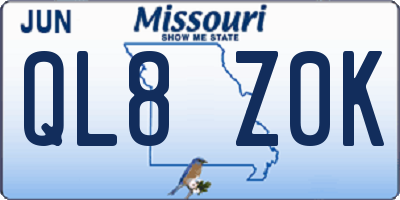 MO license plate QL8Z0K