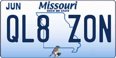 MO license plate QL8Z0N