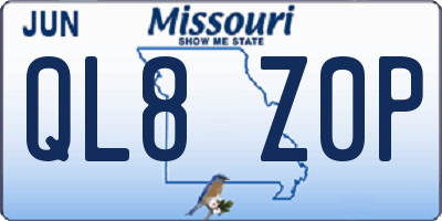 MO license plate QL8Z0P