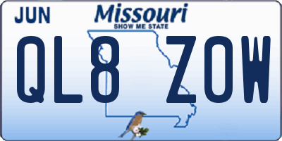 MO license plate QL8Z0W