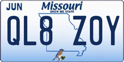 MO license plate QL8Z0Y