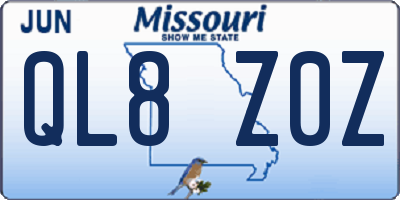 MO license plate QL8Z0Z