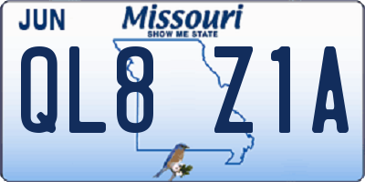 MO license plate QL8Z1A